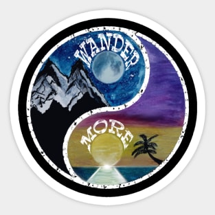 Wander More wanderlust saying quote explore hike camp Sticker